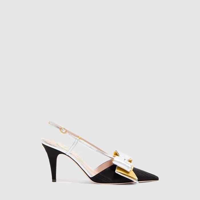 발렌티노 여성 보와우 무아레 패브릭 슬링백 펌프스 - Valentino Womens Bow… - 1