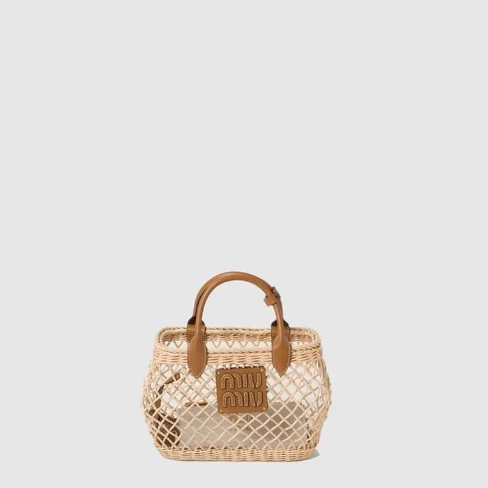 미우미우 여성 라탄 토트백 - MiuMiu Womens Rattan Tote Bag - m… - 1