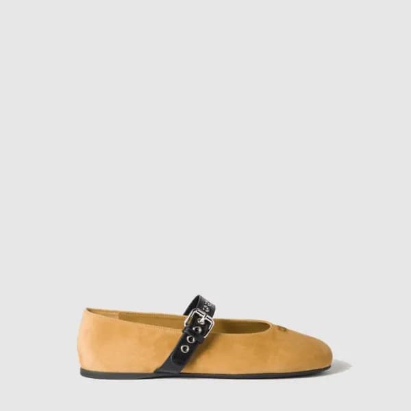 미우미우 여성 스웨이드 발레리나 - Miumiu Womens Suede Ballerina … - 1
