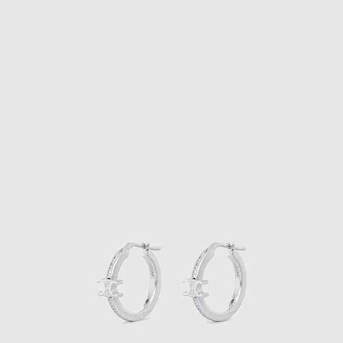 셀린느 여성 트리옹프 스파클 후프 이어링 - Celine Womens Triomphe Sparkle Hoop Earring - acc10491x - 1