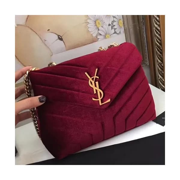 Saint Laurent Women Velvet Small Chain Shoulder Ba… - 1