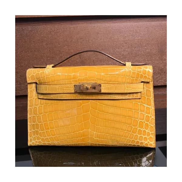 Hermes Mini Kelly Crocodile Leather Tote Bag / Clu… - 1