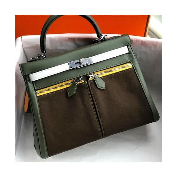 Hermes Lakis Kelly Swift Leather Tote Shoulder Bag… - 1