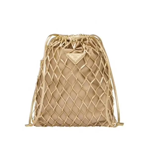 Prada 2019 Mesh Satin Leather Tote Shoulder Cross … - 1