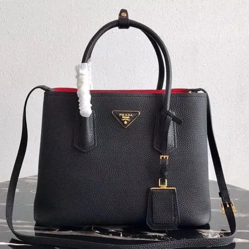 Prada 2019 Vitello Daino Double Leather Tote Shoul… - 1