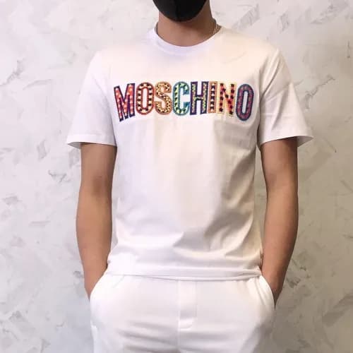 Moschino 2019 Mens Logo Cotton Short Sleeved Tshir… - 1