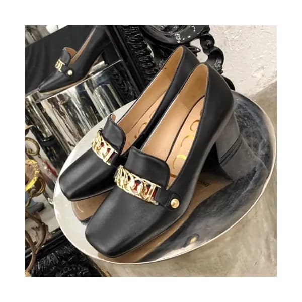 Gucci 2019 Ladies Middle-heel Leather Loafer - 구찌 … - 1