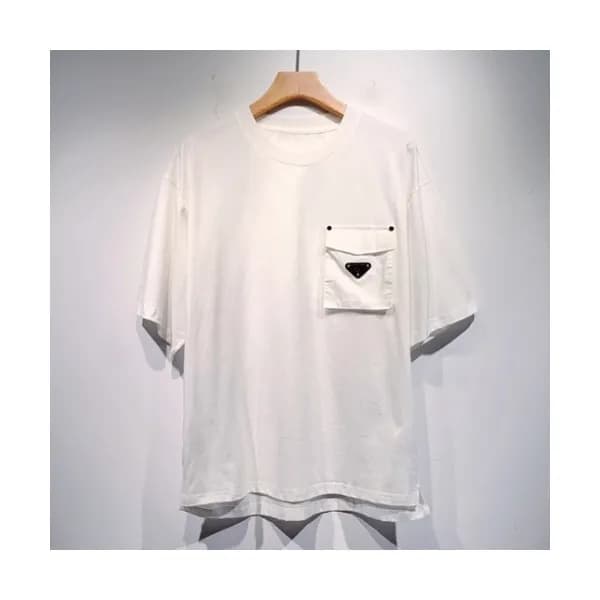 Prada Mens Basic Logo Short Sleeved Tshirts White… - 1