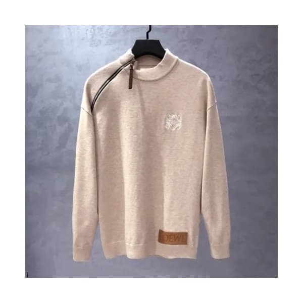 Loewe Mens Logo Crew-neck Sweaters Beige - 로에베 202… - 1