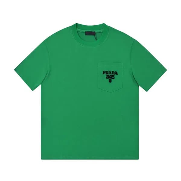 프라다 남자 크루넥 그린 반팔티 - Unisex Green Tshirts - Pra025… - 1