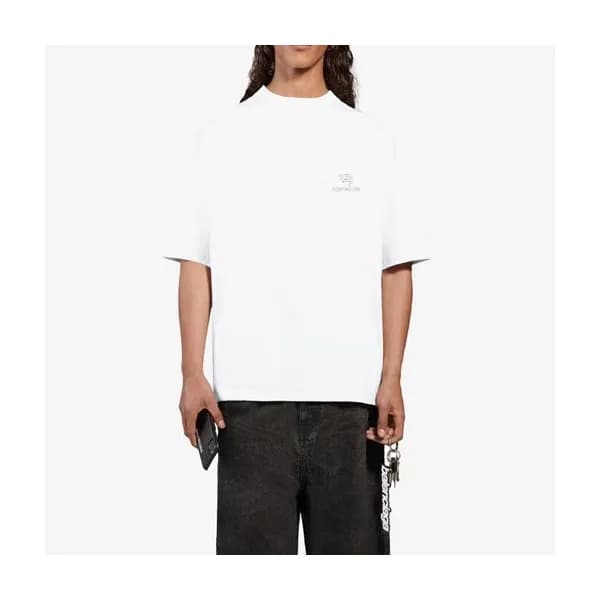 발렌시아가 남성 크루넥 화이트 반팔티 - Mens White Tshirts - bal013… - 1