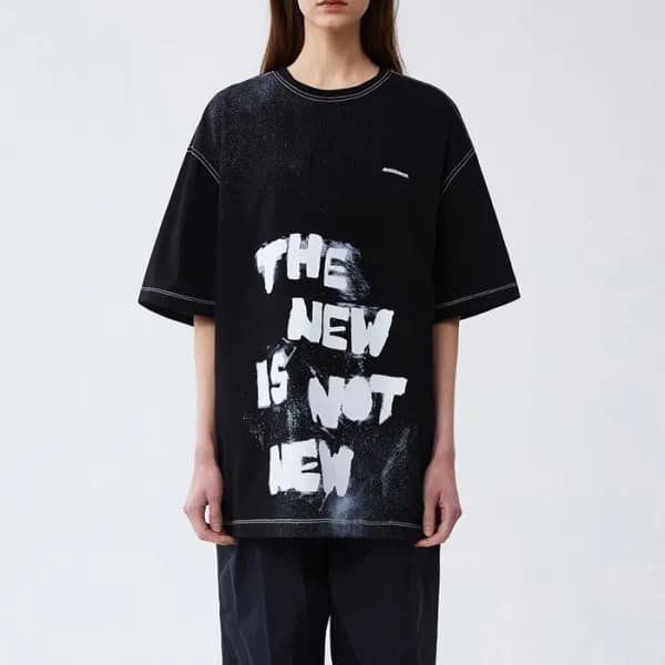 ADER 남/녀 모던 블랙 반팔티 - Unisex Black Tshirts - ade010…