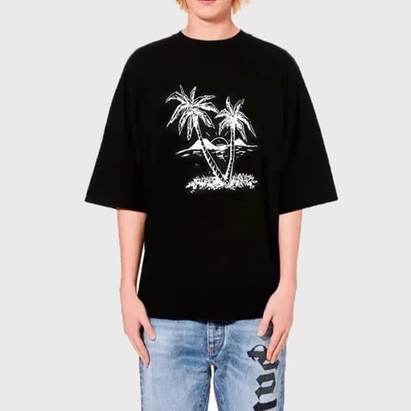 팜 엔젤스 남자 크루넥 블랙 반팔티 - Mens Black Tshirts - pam0377… - 1