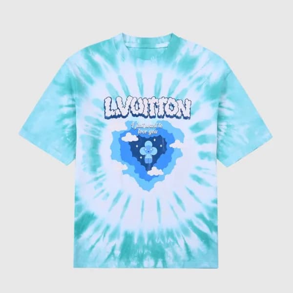 루이비통 남성 블루 크루넥 반팔티 - Mens Blue Tshirts - lou04325x - 1