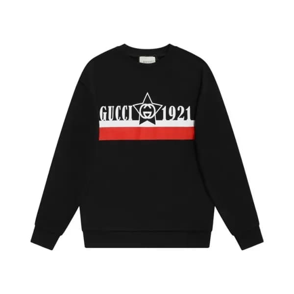 구찌 남/녀 캐쥬얼 블랙 맨투맨 - Unisex Black Tshirts - Guc0510… - 1
