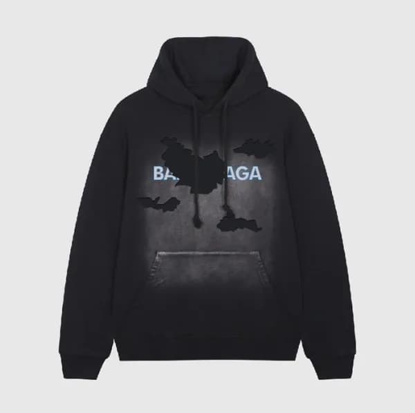 발렌시아가 남/녀 캐쥬얼 블랙 후드티 - Balenciaga Unisex Black Hoo… - 1