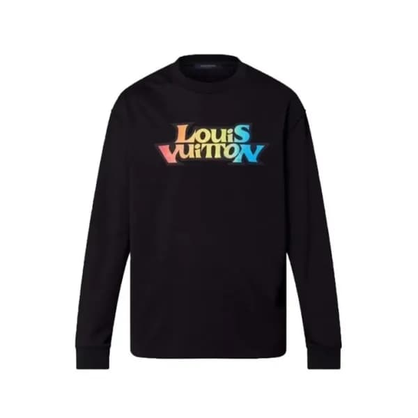 루이비통 남성 모던 블랙 맨투맨 - Louis vuitton Mens Black Tshir… - 1