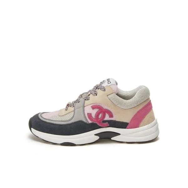 샤넬 남/녀 핑크 CC 스니커즈 - Chanel Unisex Pink Sneakers - … - 1