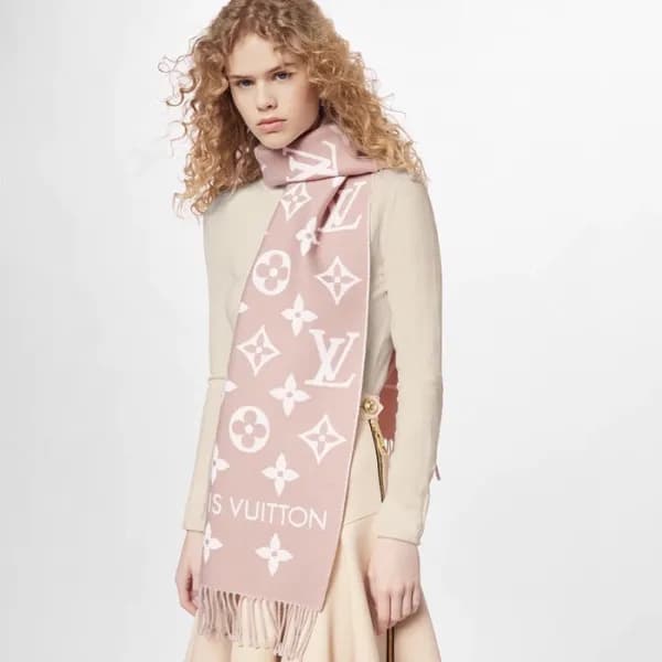 루이비통 남/녀 핑크 머플러 - Louis vuitton Unisex Pink Muffle… - 1