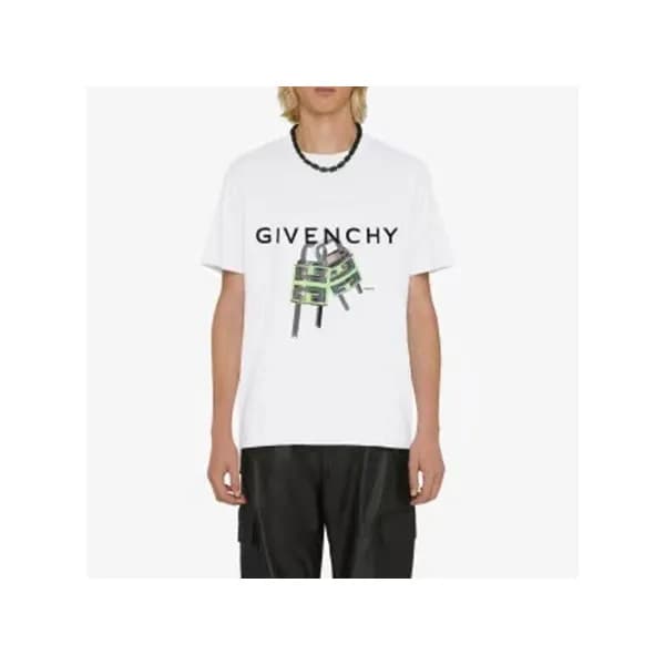 지방시 남성 크루넥 화이트 반팔티 - Givenchy Mens White Short Sle… - 1