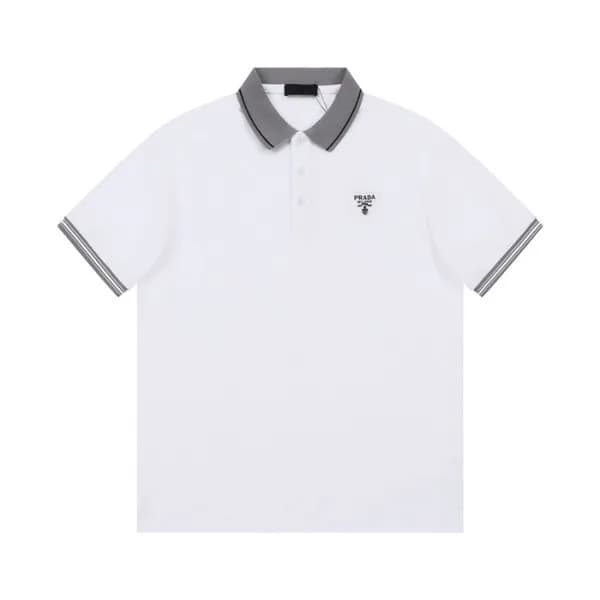 프라다 남/녀 화이트 폴로 반팔티 - Prada Unisex White Short slee… - 1