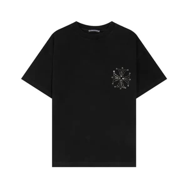 크롬하츠 남성 블랙 크루넥 반팔티 - Chrom Hearts Mens Black Short… - 1