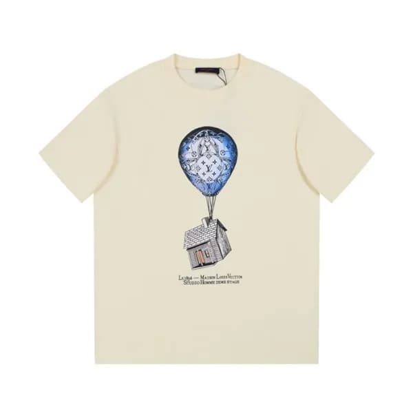 루이비통 남성 아이보리 크루넥 반팔티 - Louis vuitton Mens Ivory Sh… - 1
