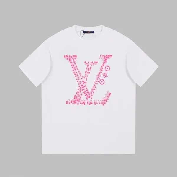 루이비통 남성 화이트 크루넥 반팔티 - Louis vuitton Mens White Sho… - 1