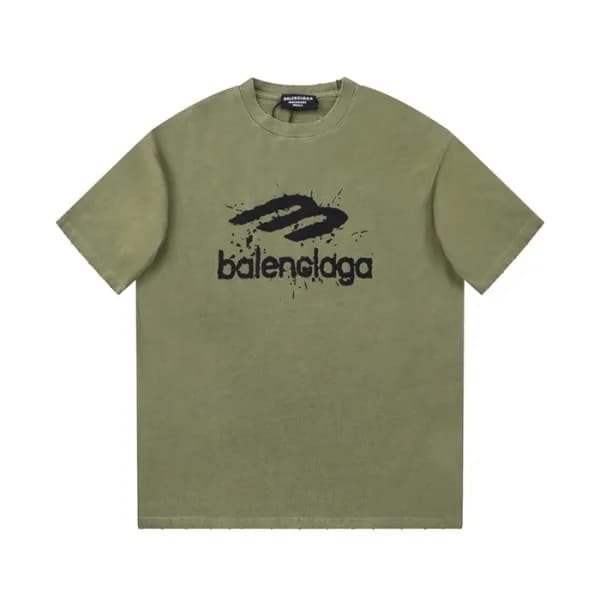 발렌시아가 남성 그린 크루넥 반팔티 - Balenciaga Mens Green Short … - 1