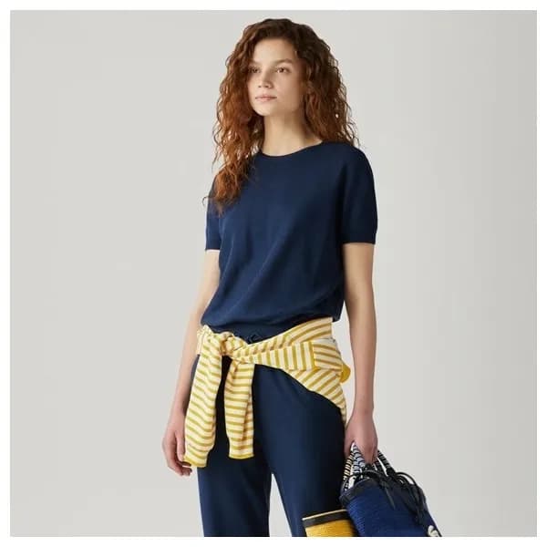 로로피아나 여성 네이비 반팔티 - Loro Piana Womens Navy Short sl… - 1