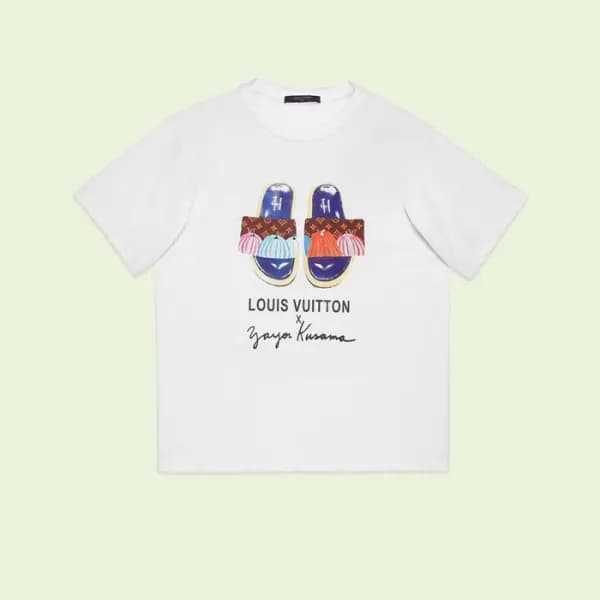 루이비통 남성 크루넥 화이트 반팔티 - Louis vuitton Mens White Sho… - 1