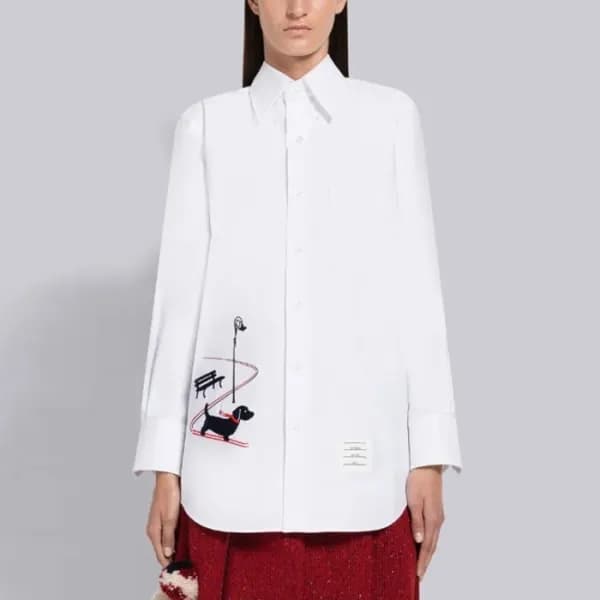 톰브라운 여성 화이트 셔츠 - Thom Browne Womens White Tshirts … - 1
