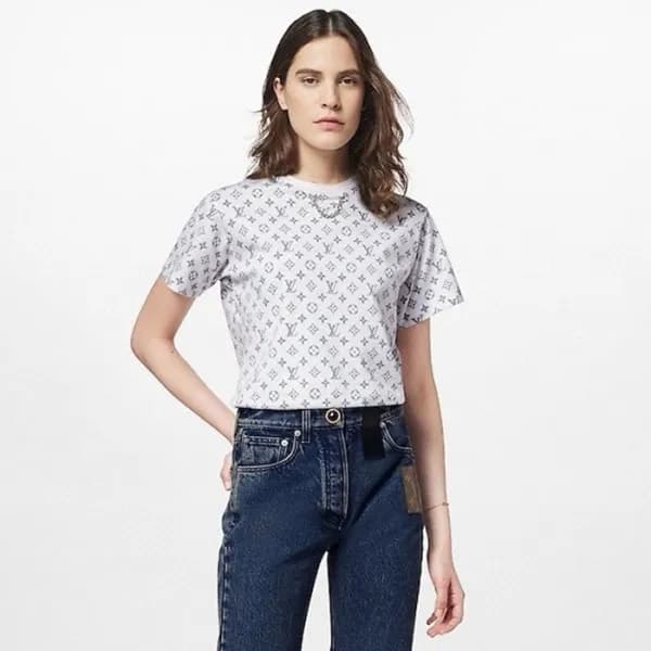 루이비통 여성 화이트 반팔티 - Louis vuitton Womens White Tshir… - 1