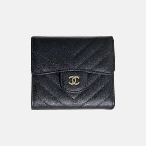 Chanel 2018 Classic Cavier Siver Logo Small Wallet… - 1