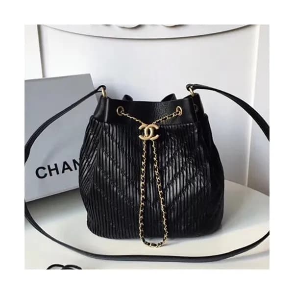 Chanel Women Leather Bucket Tote Shoulder Bag ,25C… - 1