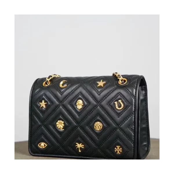 Tory Burch Leather Black Fleming Convertible Chain… - 1