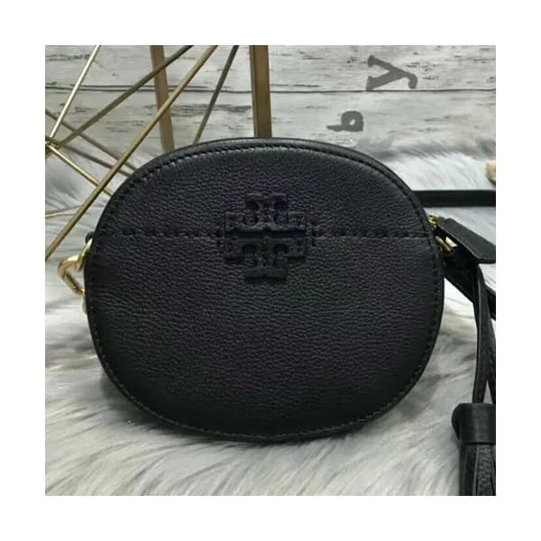 Tory Burch Leather Black Mcgraw Round Shoulder Ba… - 1