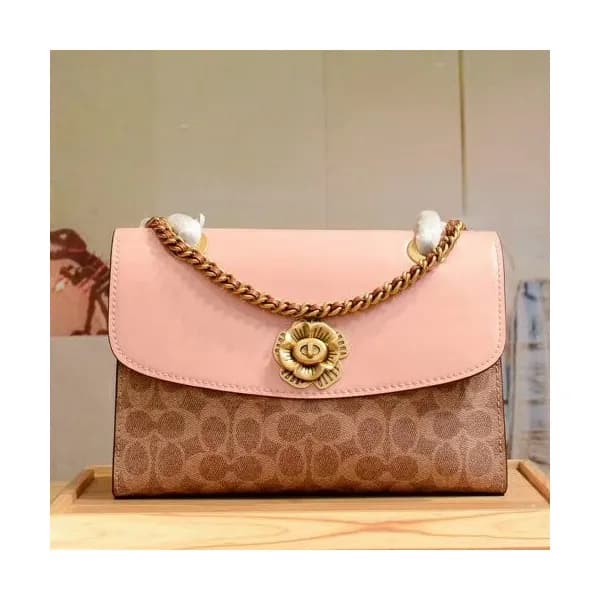 Coach Leather Chain Shoulder Bag,26cm - 코치 레더 체인 숄… - 1