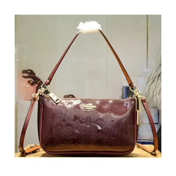 Coach Leather Tote Shoulder Bag,22cm - 코치 레더 토트 숄더… - 1