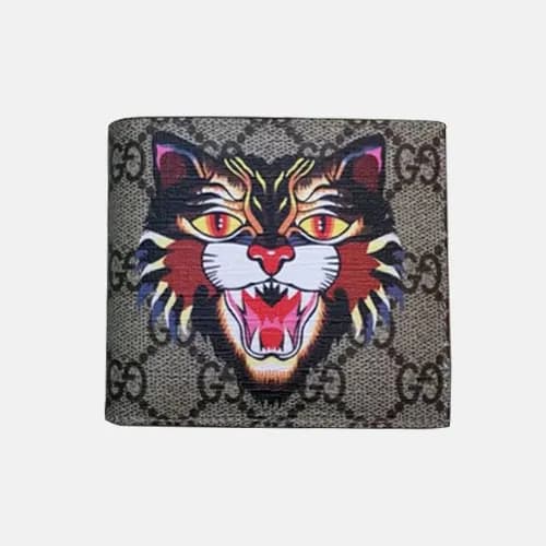 Gucci 2019 Angry Cat Print GG Supreme Wallet 45126… - 1