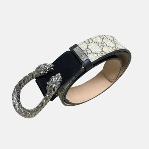 Gucci 2019 Mens Signature Steel Buckle Leather Bel… - 1