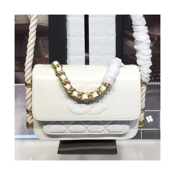 Chanel Leather Chain Flap Tote Shoulder Bag ,22CM … - 1