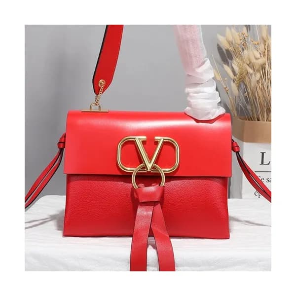 Valentino 2019 V-ring Leather Shoudler Bag,24CM - … - 1