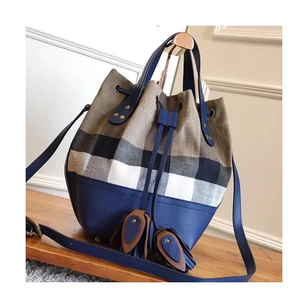 Burberry 2019 Canvas & Leather Bucket Tote Shoulde… - 1