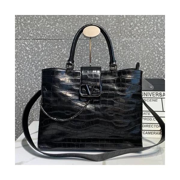 Valentino 2019 Leather Vsling Tote Shoudler Bag,35… - 1