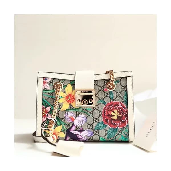 Gucci 2020 GG Supreme Padlock Small Shoulder Bag,2… - 1