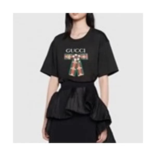 Gucci Mm/Wm Logo Short Sleeved Tshirts Black - 구찌… - 1