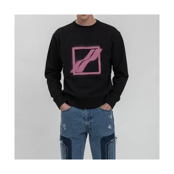 WELLDONE Mm/Wm Retro Logo Crew-neck Sweaters Blac… - 1