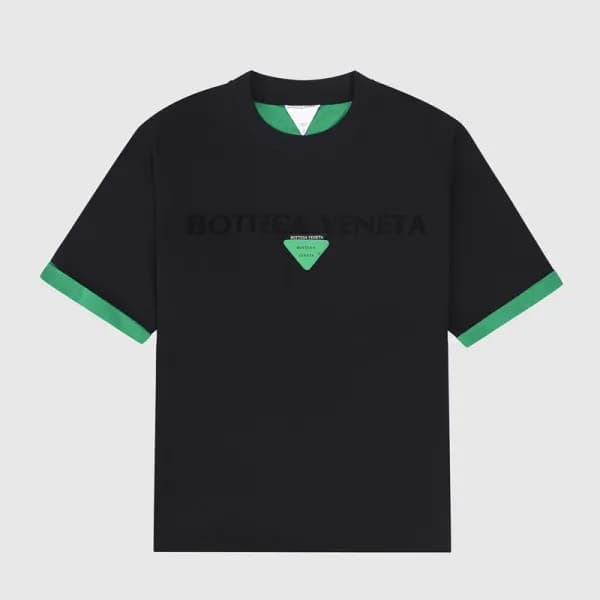 보테가 남자 크루넥 블랙 반팔티 - Unisex Black Tshirts - bot0219… - 1