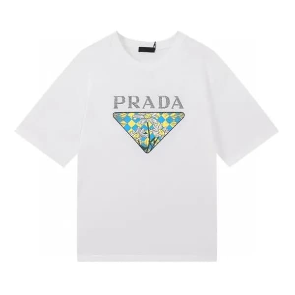 프라다 남성 크루넥 화이트 반팔티 - Mens White Tshirts - Pra02604… - 1